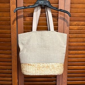 Margot wicker canvas and leather tote